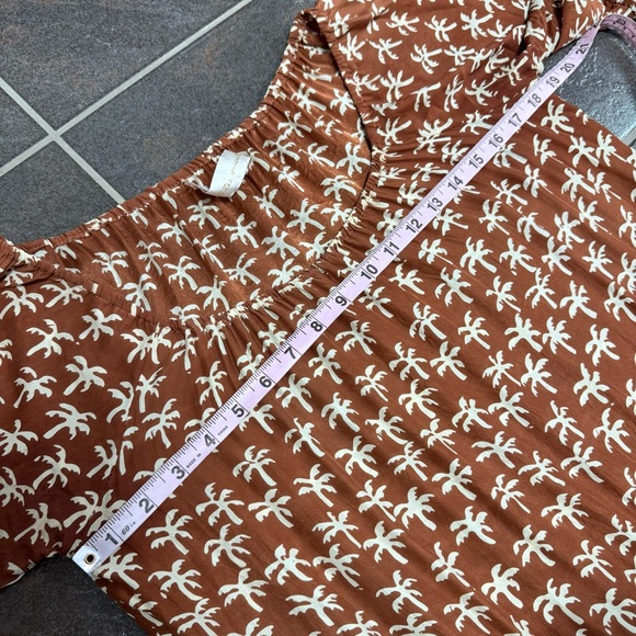 Natalie Martin Silk Palm Tree Print Short Sleeve Maxi Dress Brown Small S READ - Picture 15 of 16